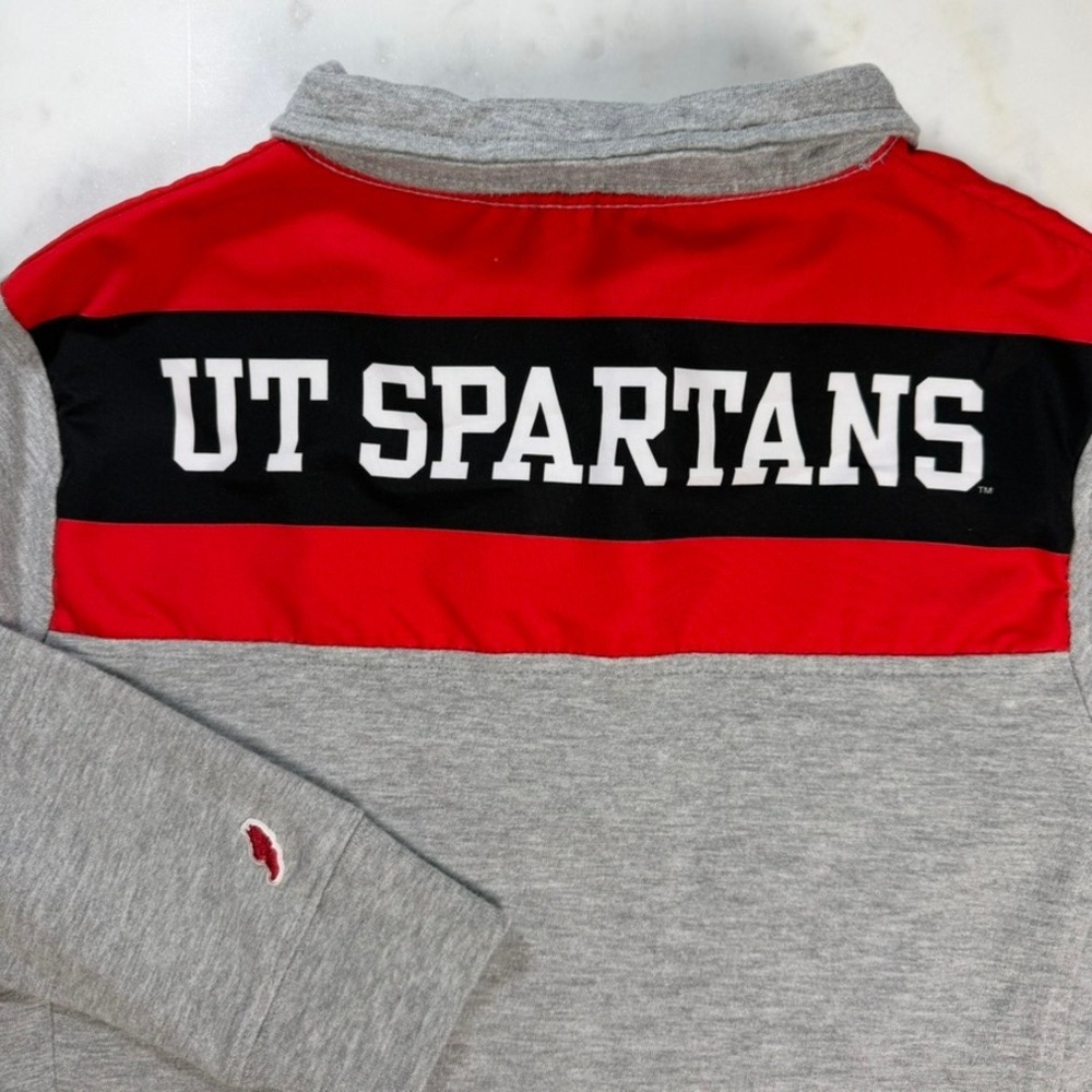 League UT University of‎ Tampa Spartans Quarter Zip Pullover Grey Red Medium